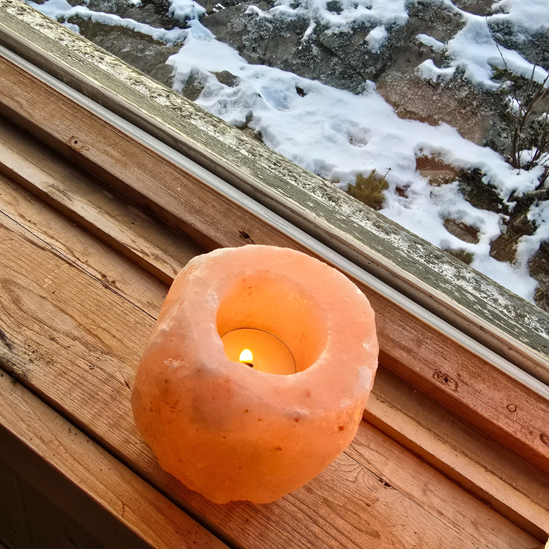 Bougeoir en Cristal de Sel de l’Himalaya – Lumière Apaisante et Naturelle