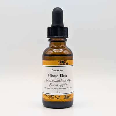 Sérum anti-âge Ultime Elixir, soin visage naturel pour lutter contre les signes du vieillissement, 100% pur et actif. Sérum bio pour régénération de la peau et éclat. Contient huile de Pépin de figue de Barbarie et d'Argan.