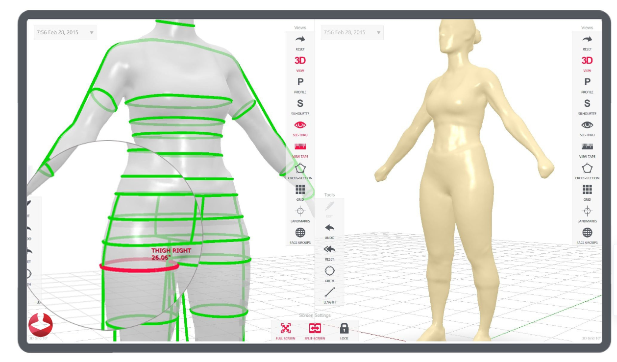 Scanner 3D Styku en action, capturant des mesures corporelles précises d'un utilisateur pour une analyse détaillée de la santé et de la forme physique.