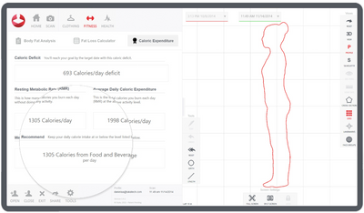 Scanner 3D Styku en action, capturant des mesures corporelles précises d'un utilisateur pour une analyse détaillée de la santé et de la forme physique.